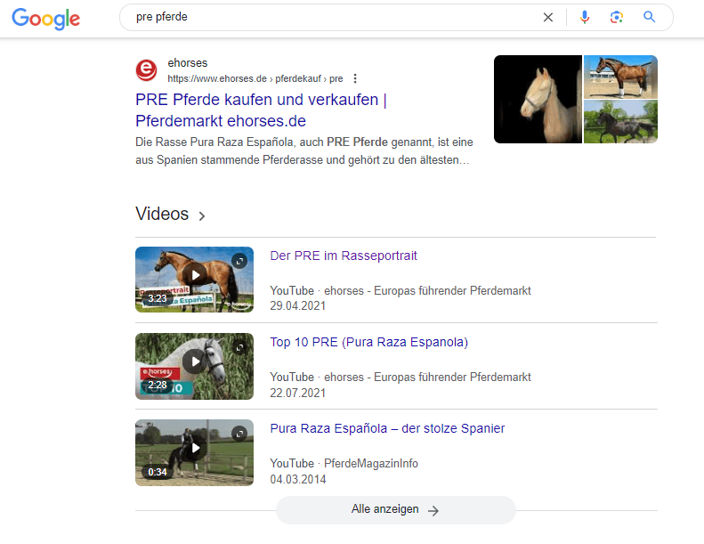 Die Universal-Search-Integration vom Typ „Video“ ist ein weiteres wirkungsvolles Instrument zur Steigerung der Markenbekanntheit.