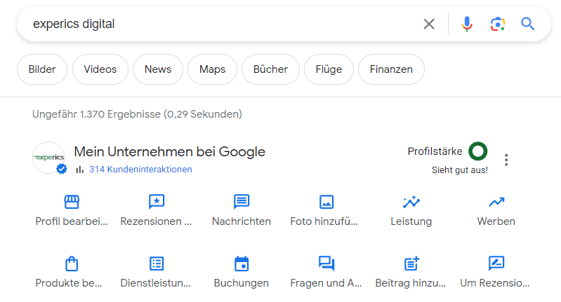 Google My Business Admin Interface
