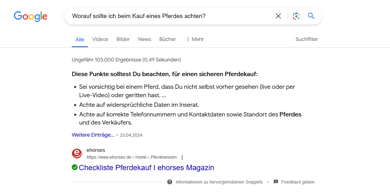 Häufig erscheinen auf Position null auch Listen-Snippets mit Bulletpoints.