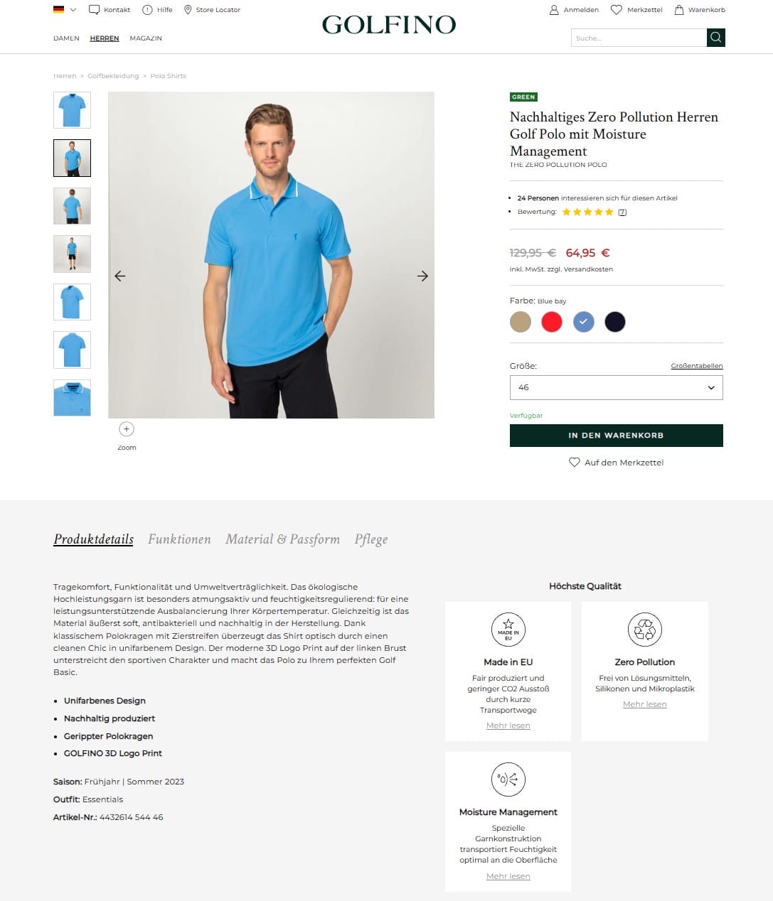 In seinen Produktbeschreibungen arbeitet „GOLFINO” gerne mit Listen.