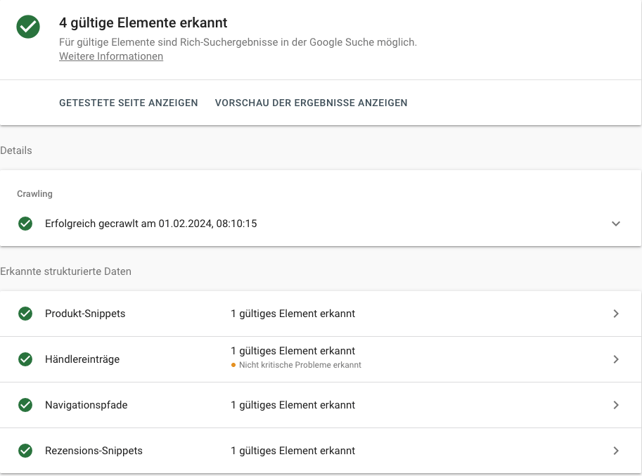 Auszug Aus Dem Rich Snippet Testing Tool Für Strukturierte Daten Des Typs Product