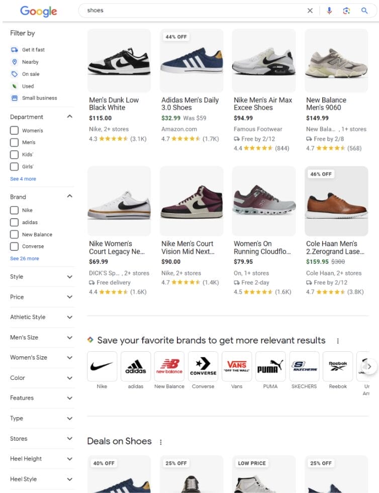 Beispiel Des Google Shopping Tabs Aus Den Usa