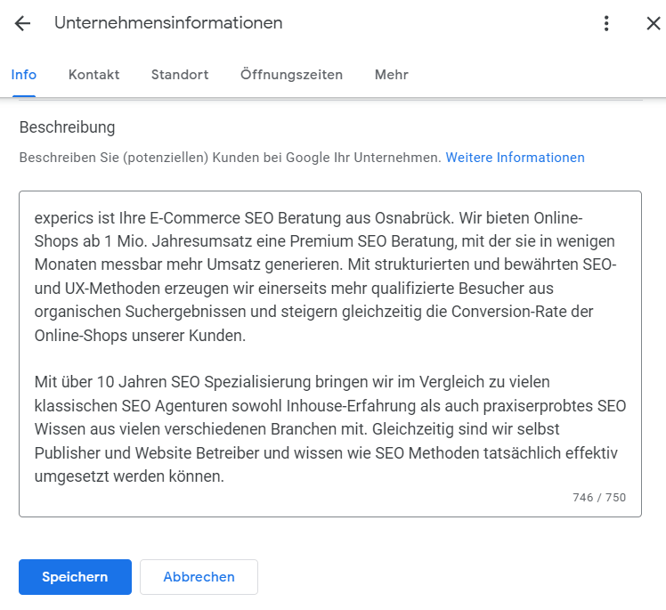Google Unternehmensprofil: So optimierst du die Beschreibung
