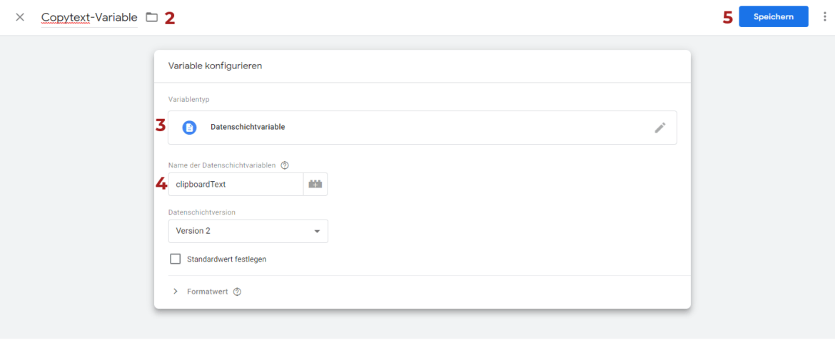 Gtm Tutorial Schritt 1 - Inhalte Kopieren - Variable Konfigurieren