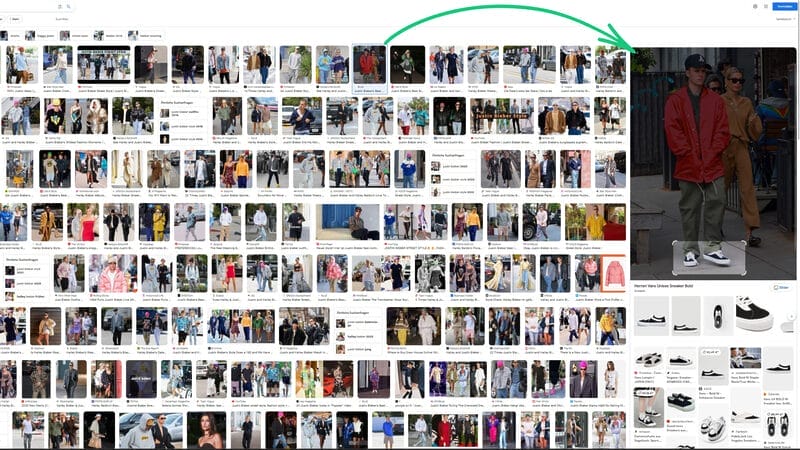 Die Produktrecherche mittels Visual Search lässt sich auch bequem auf dem Desktop durchführen. Dazu reicht es vollkommen aus, ein Suchergebnis auszuwählen und das gewünschte Objekt einzugrenzen, damit die Suchmaschine genau versteht, wonach sie suchen soll.