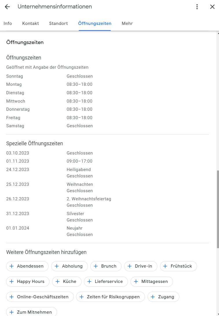 Angabe Von Öffnungszeiten Im Google Unternehmensprofil