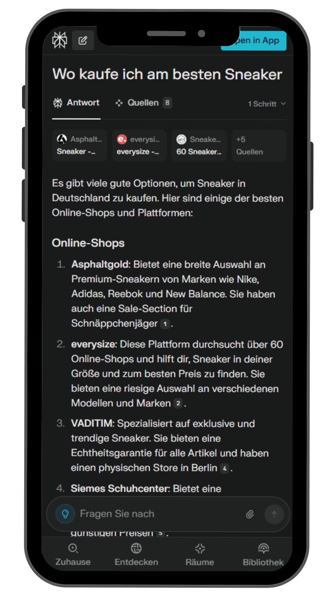 Perplexity Beispiel Screenshot