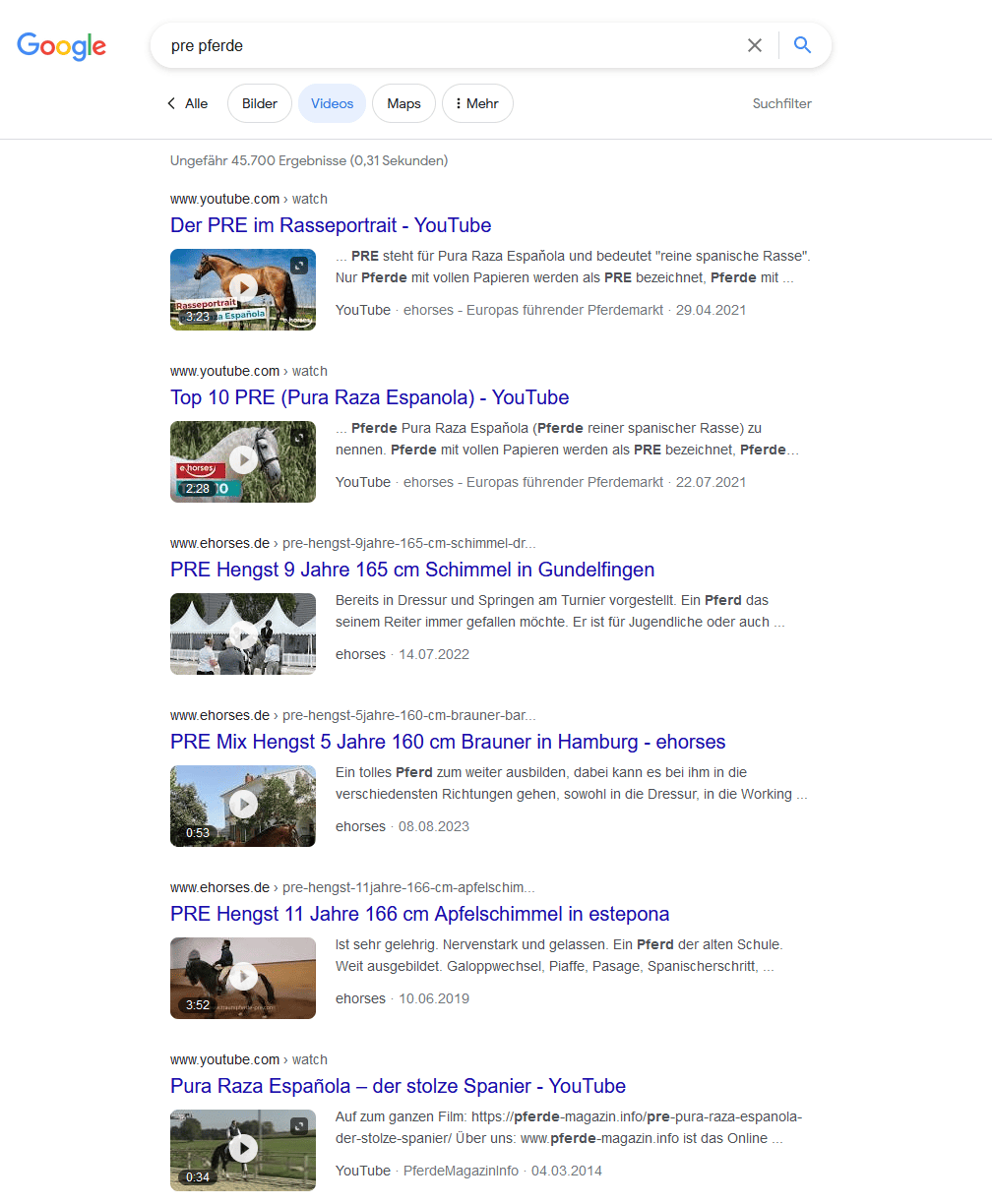 Dank Der Optimierung Für Vertical Search Konnten Wir Unserem Kunden „Ehorses“ Einen Klaren Wettbewerbsvorteil Verschaffen.