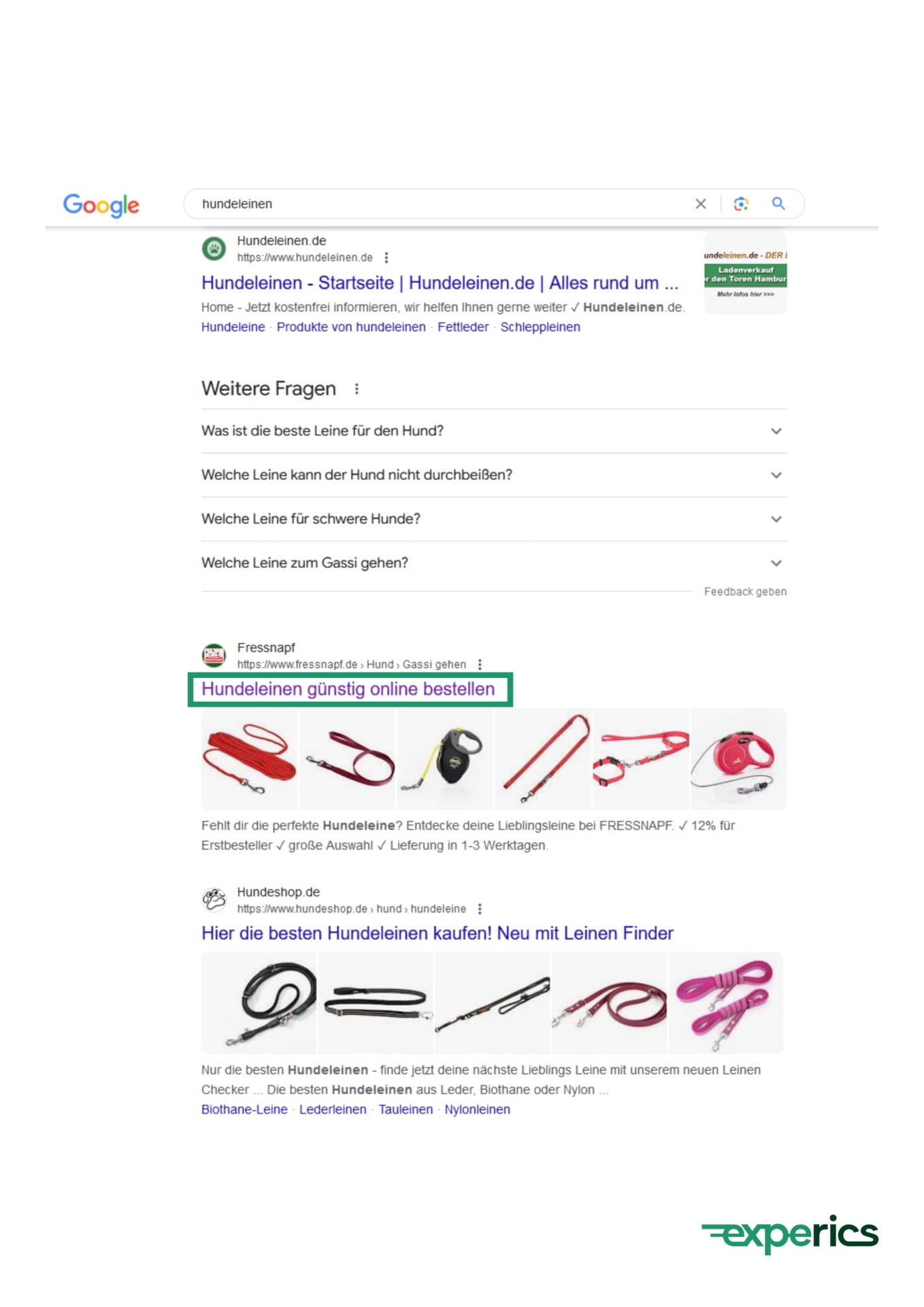 Mit Einem Prägnanten Title-Tag Schafft Es „Fressnapf“ Auf Die Erste Suchergebnisseite Von Google.