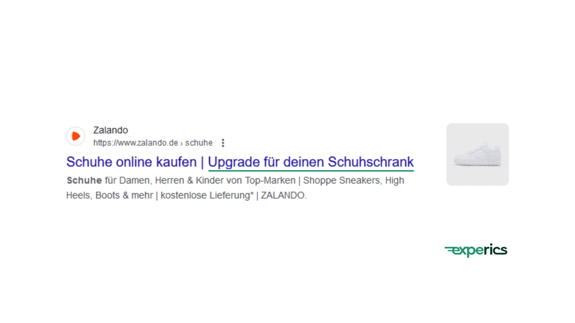 „Zalando“ setzt auf originelle und damit besonders aufmerksamkeitsstarke Title-Tags, wie dieses Beispiel zeigt.