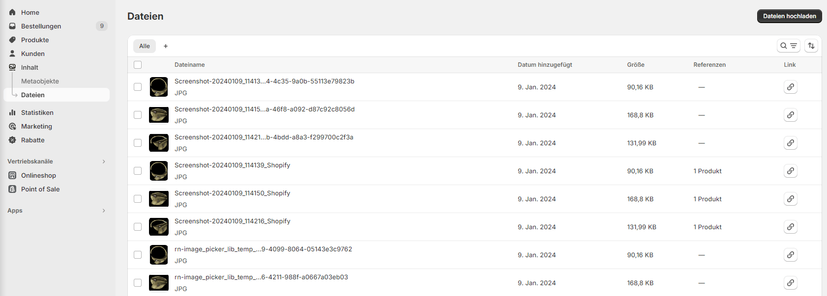 Shopify SEO Screenshot Backend: Dateien